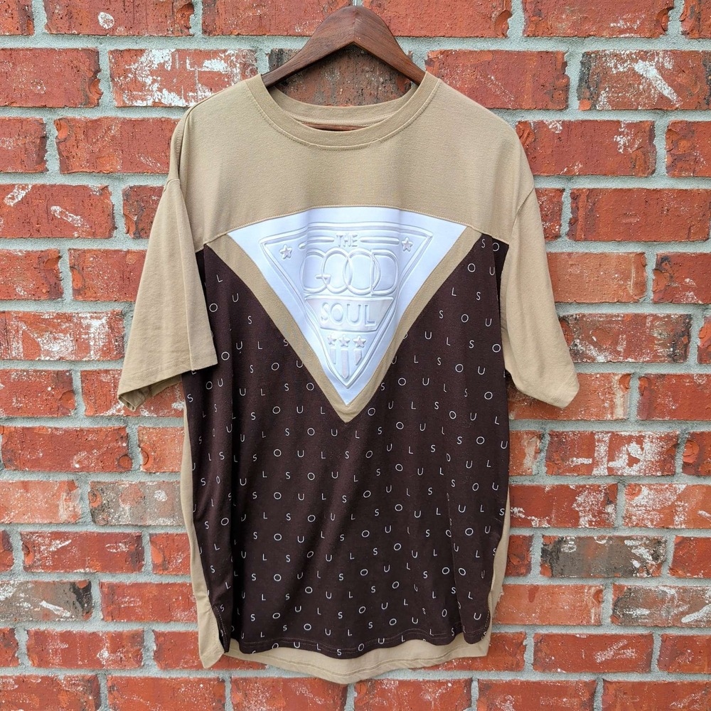 Contender Graphic Tee Mens 3XL Tan Brown The Good Soul Colorblock Streetwear